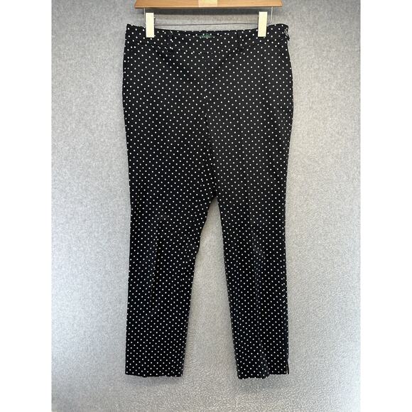 Lauren Ralph Lauren Pants - Lauren Ralph Lauren Womens Pants Size 4 Black Polka Dot Side Zip Straight Leg